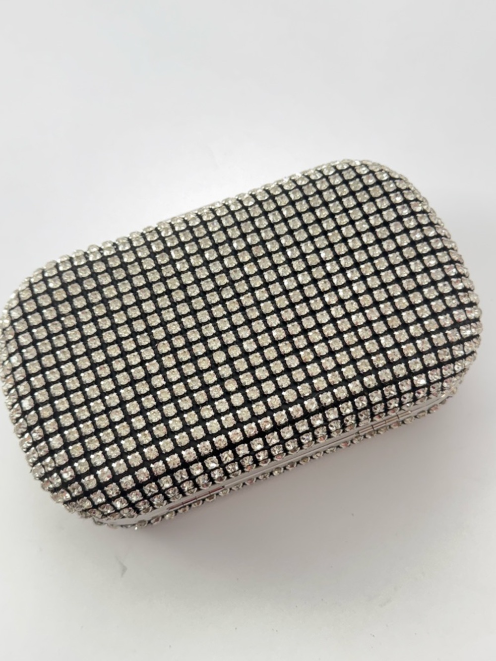 Expressions NYC Evening Bag Silver Crystal Rhinestone Clutch Crossbody Cocktail - Picture 9 of 10